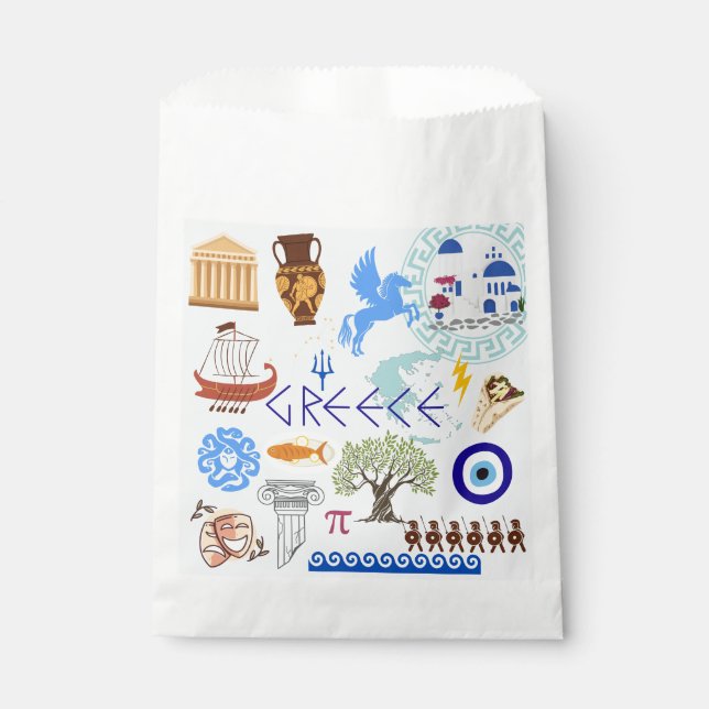 Greece Symbols Travel Lovers Favour Bags (Front)