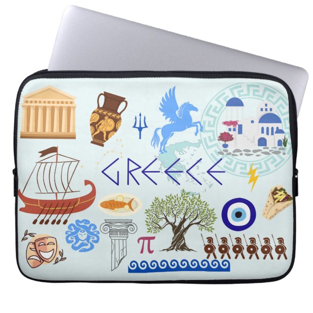 Greece Symbols Travel Lovers Laptop Sleeve (Front)