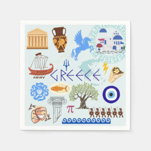 Greece Symbols Travel Lovers Napkin