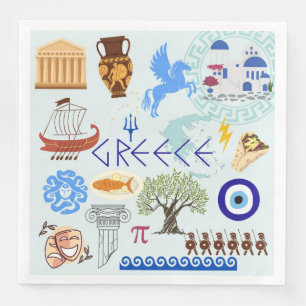 Greece Symbols Travel Lovers Napkin