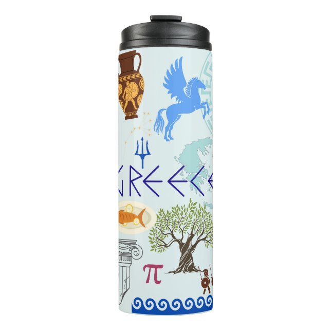 Greece Symbols Travel Lovers Thermal Tumbler (Front)