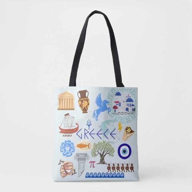 Greece Symbols Travel Lovers Tote Bag (Front)