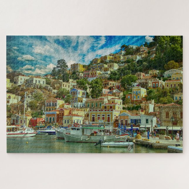 Greece Symi Greek Island Travel Photo Jigsaw Puzzle (Horizontal)