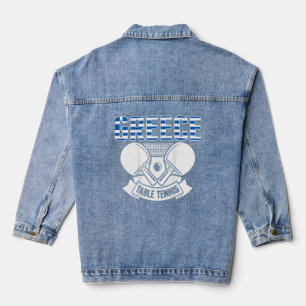 Greece Table Tennis Support Greek Ping Pong Team Denim Jacket