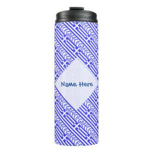 Greece Tiled Flag Personalised Thermal Tumbler