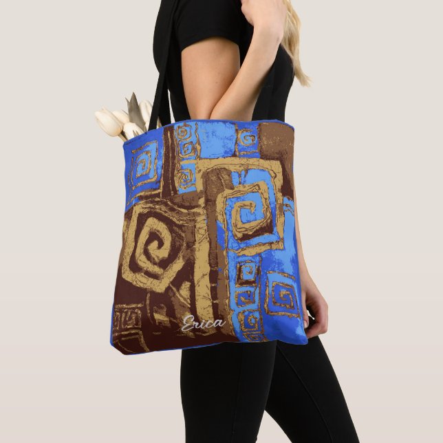 Greece Totem Tribal Abstract Art Personalised Tote (Close Up)