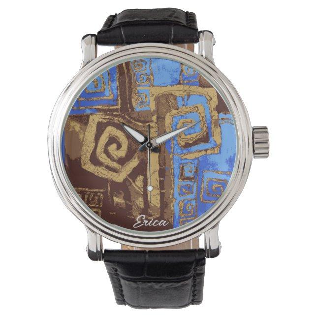 Greece Totem Tribal Abstract Art Personalised Watch (Front)