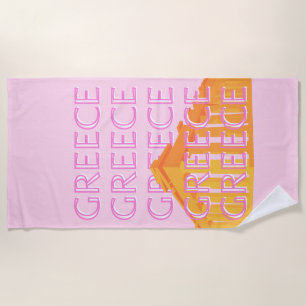 Greece, Travel Art, Pink Beach Towel