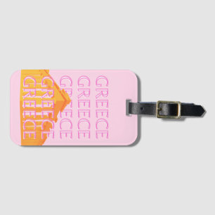 Greece, Travel Art, Pink Luggage Tag