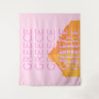 Greece, Travel Art, Pink