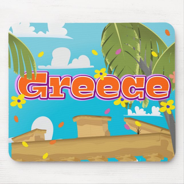 Greece Travel poster. Mouse Mat (Front)