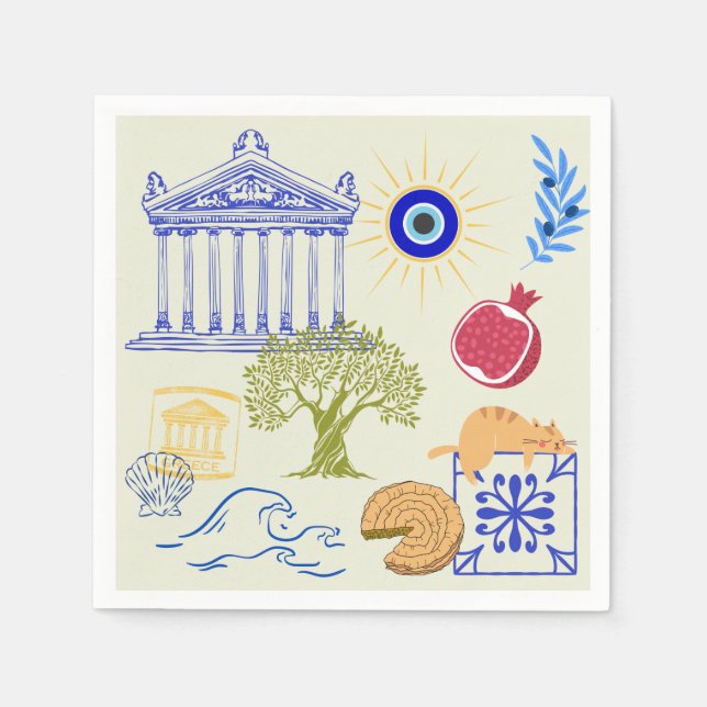Greece Vacation Minimalism Napkin (Front)