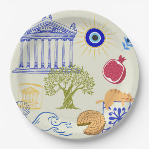 Greece Vacation Minimalism Paper Plate