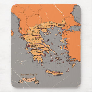 Greece Vintage Counties Map Mouse Mat