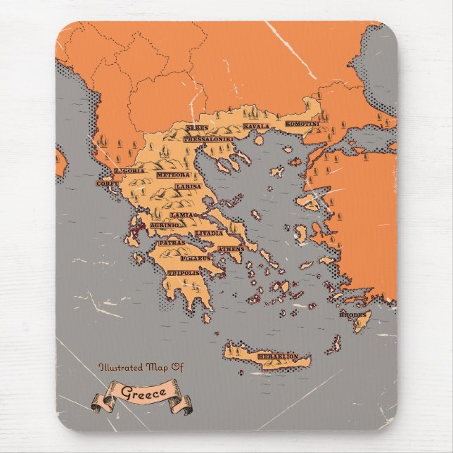Greece Vintage Counties Map Mouse Mat (Front)