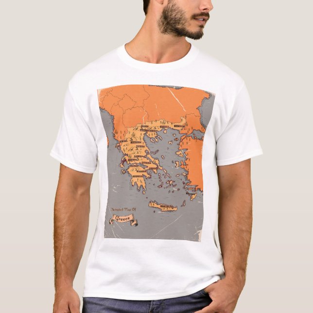Greece Vintage Counties Map T-Shirt (Front)