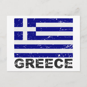 Greece Vintage Flag Postcard