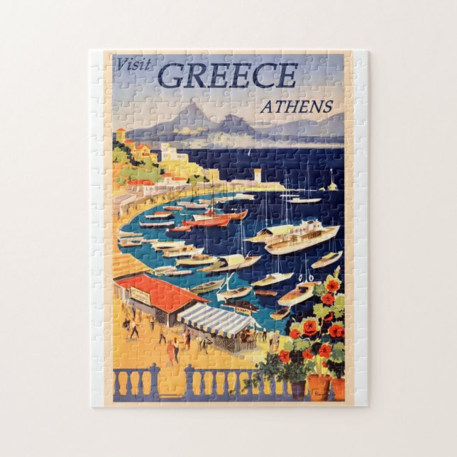 Greece Vintage Travel Poster Jigsaw Puzzle (Vertical)