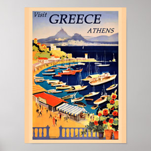 GREECE, vintage travel poster, Poster
