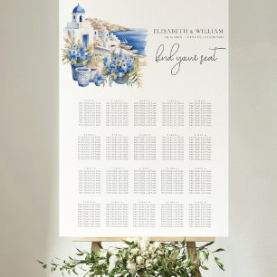 Greece Watercolor Wedding 20 Table Seating Chart