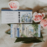 Greece Wedding | Boarding Pass Save the Date<br><div class="desc">This "boarding pass" photo save the date card features beautiful soft Greece illustrations and all of your save the date information. Sparkling turquoise seas, hidden hilltop churches and private beaches, that’s the beauty of Greece right there! Capture the soft elegance of a wedding in Greece with a palette featuring Mediterranean...</div>