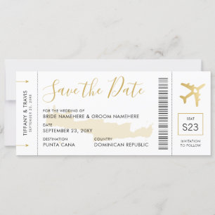 Greece Wedding Crete Map Ticket Save the Date