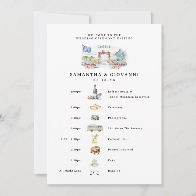Greece Wedding Weekend Welcome Digital Invitation (Front)