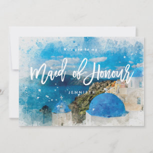 Greece will you be my maid of honour proposal card