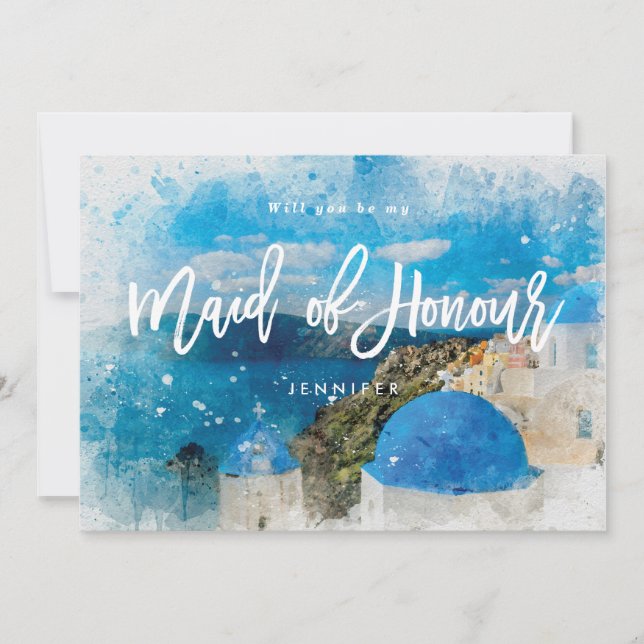 Greece will you be my maid of honour proposal card (Front)