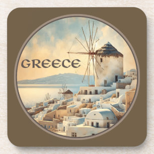 Greece Windmills of Mykonos Coaster