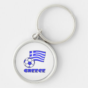 Greece with Greek Flag and Soccer Ball Key Ring