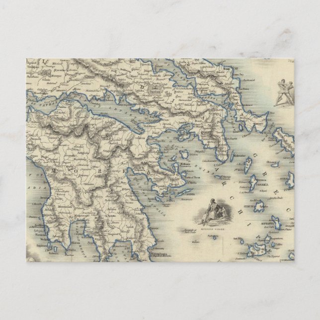 Greece with inset maps of Corfu and Stampalia Postcard (Front)