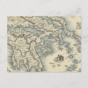 Greece with inset maps of Corfu and Stampalia Postcard