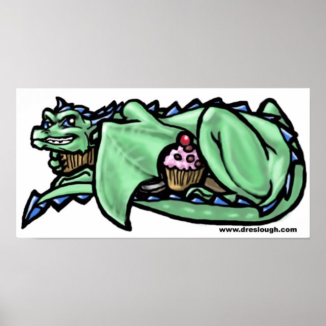 Greedy Cupcake Dragon Poster (Front)
