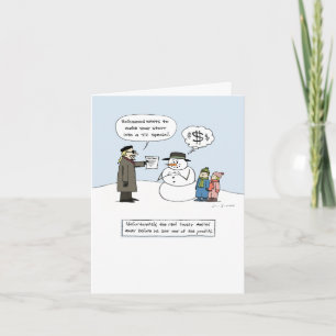 Greedy Frosty - Humourous Christmas Funny Xmas Holiday Card