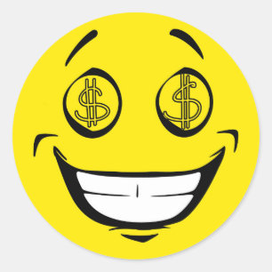 Greedy Money Eyes Yellow Face Classic Round Sticker
