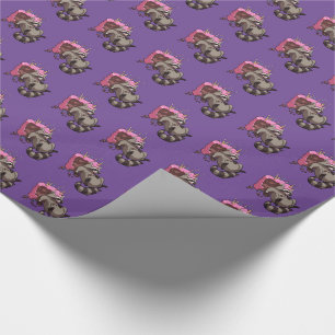Greedy Raccoon Full of Birthday Cake Cartoon Wrapping Paper