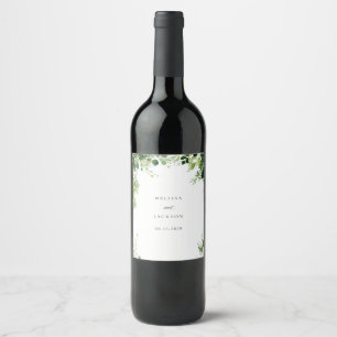 Greeen Branches Border Wedding Wine Label
