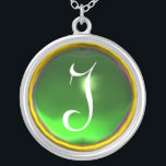 Greeen Emerald Gem  Monogram Silver Plated Necklace<br><div class="desc">Elegant and unique design  with gemstone. Very accurated nurbs modelling and rendering in 3D Studio Max by Bulgan Lumini .Part from series Hyper Talismans.</div>