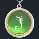 Greeen Emerald Gem  Monogram Silver Plated Necklace<br><div class="desc">Elegant and unique design  with gemstone. Very accurated nurbs modelling and rendering in 3D Studio Max by Bulgan Lumini .Part from series Hyper Talismans.</div>