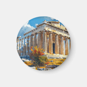 Greek Acropolis Watercolor Travel Landmarks Magnet