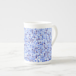 Greek alphabet bone china mug