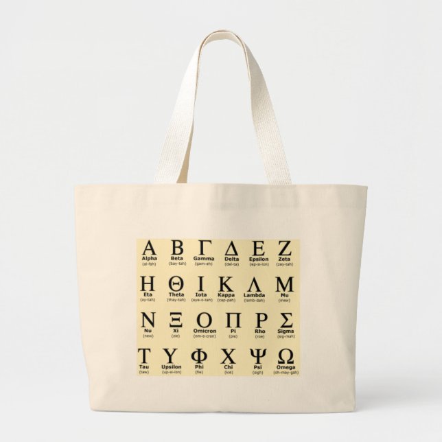 greek alphabet gifts large tote bag (Front)