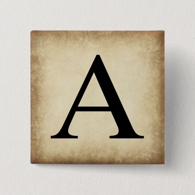 Greek Alphabet Letter Alpha 15 Cm Square Badge (Front)