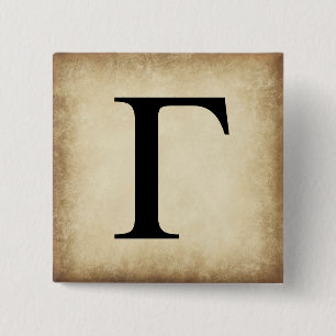 Greek Alphabet Letter Gamma 15 Cm Square Badge