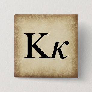 Greek Alphabet Letter Kappa 15 Cm Square Badge