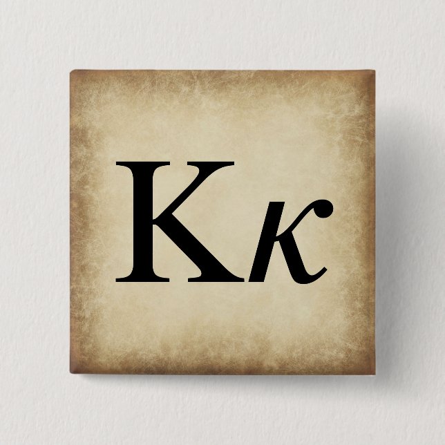 Greek Alphabet Letter Kappa 15 Cm Square Badge (Front)