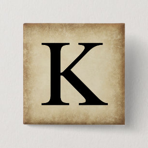 Greek Alphabet Letter Kappa 15 Cm Square Badge