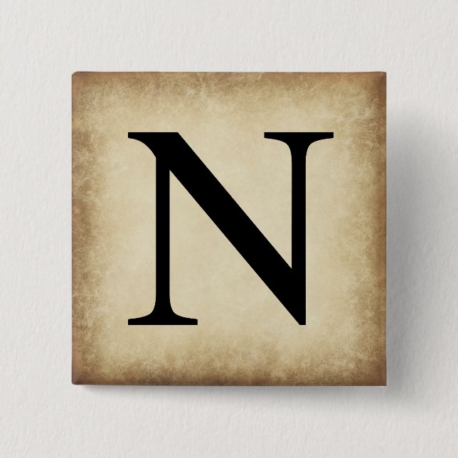 Greek Alphabet Letter Nu 15 Cm Square Badge (Front)