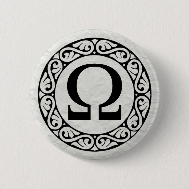 Greek Alphabet Letter Omega 6 Cm Round Badge (Front)